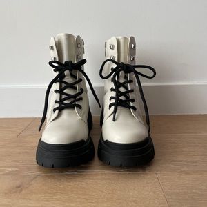 MARC FISHER WHITE COMBAT BOOTS
